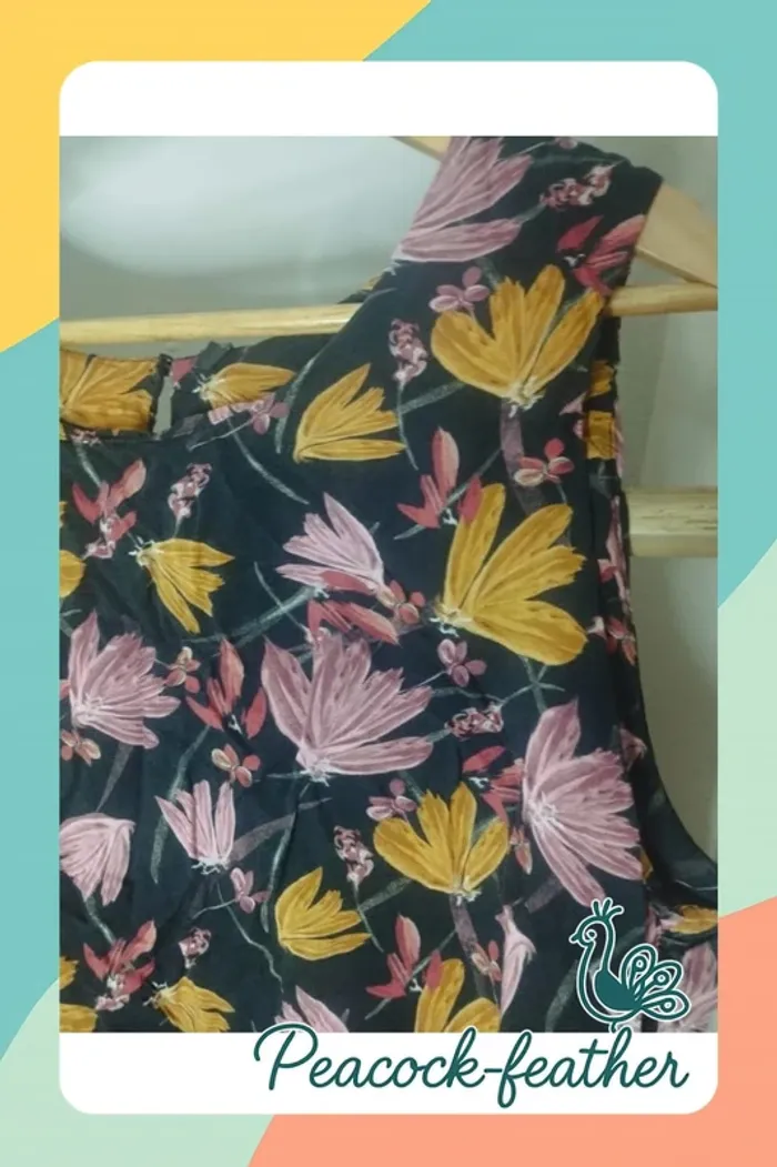 Haut débardeur fleuri noir 46 - photo numéro 2