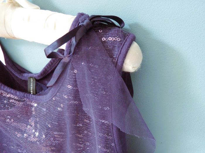 T-shirt femme M 38 morgan sequin violet lien à nouer effet rock TBE - photo numéro 2