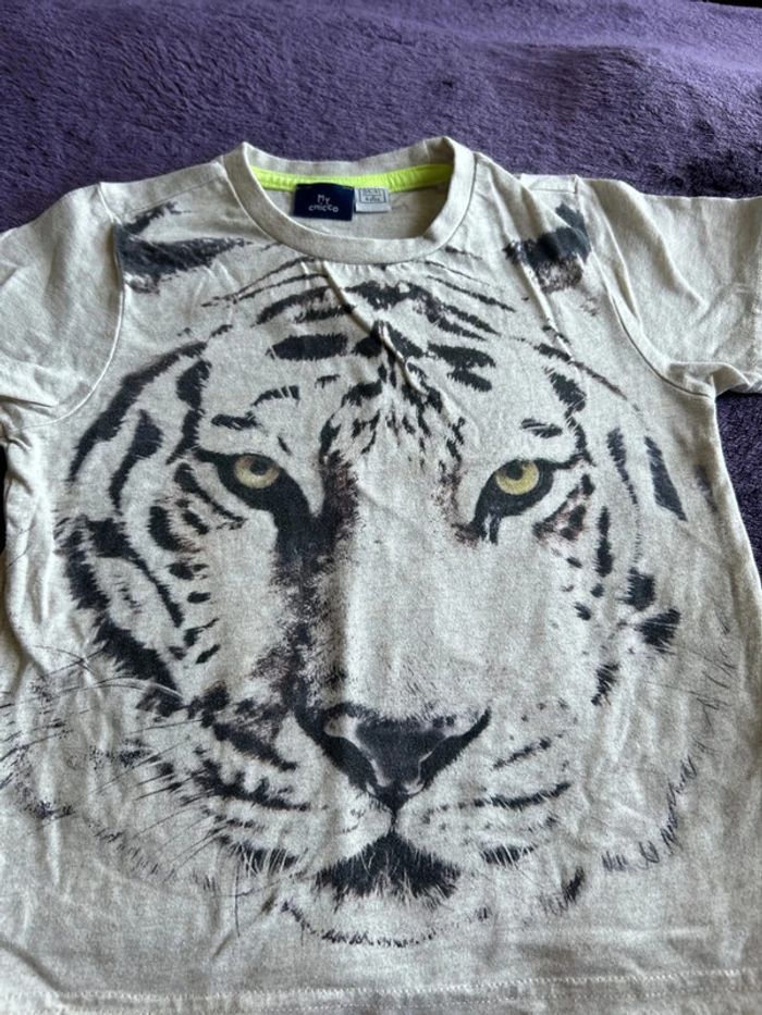 T-shirt manches courtes garcon beige et noir imprimé tigre My Chicco taille 4 ans - photo numéro 2