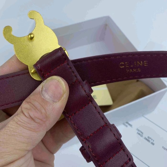 Ceinture Céline en cuir rouge vin bordeau - photo numéro 3