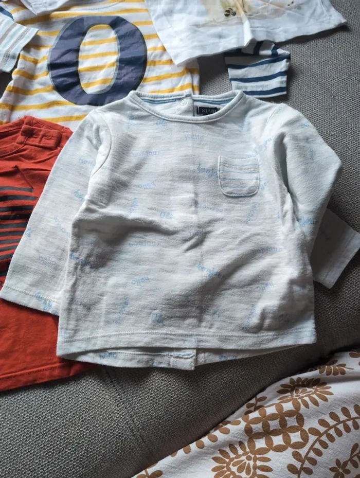 Lot 6 t-shirt manche longue 9 mois - photo numéro 2