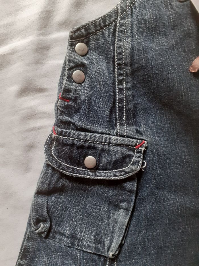 Robe en jean motif brin de fleurs et papillon avec rubans - photo numéro 4