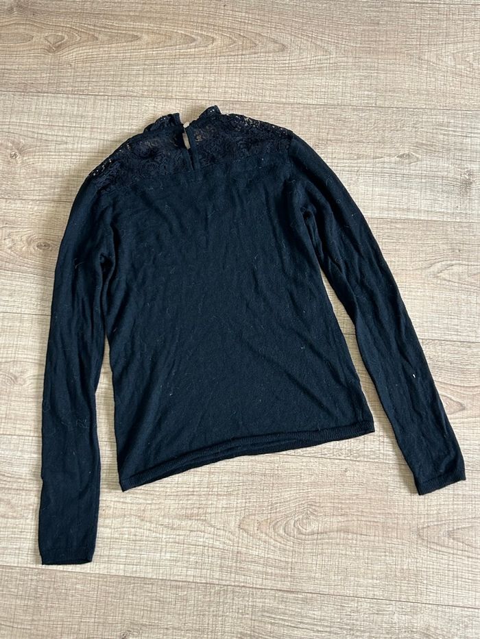 Pull noir avec dentelle Morgan taille XS bon état - photo numéro 8