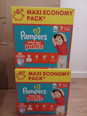 2 Cartons couches Pampers Pants baby-dry Taille 7 - Maxi-Ecopack