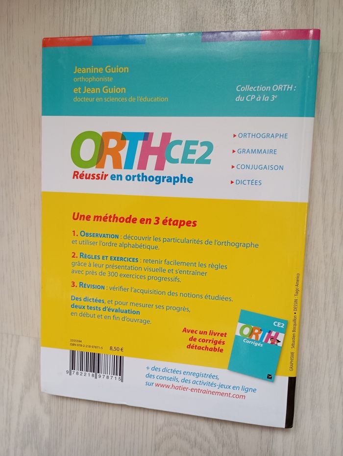 Livre Orth - apprendre l'orthographe CE2
Éditions Hatier - photo numéro 2
