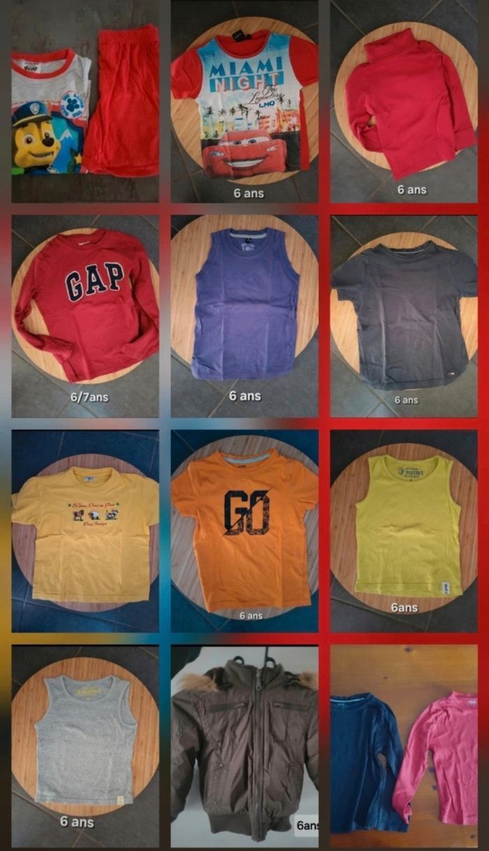 Lot de t-shirts et pulls 6ans + 1 manteau