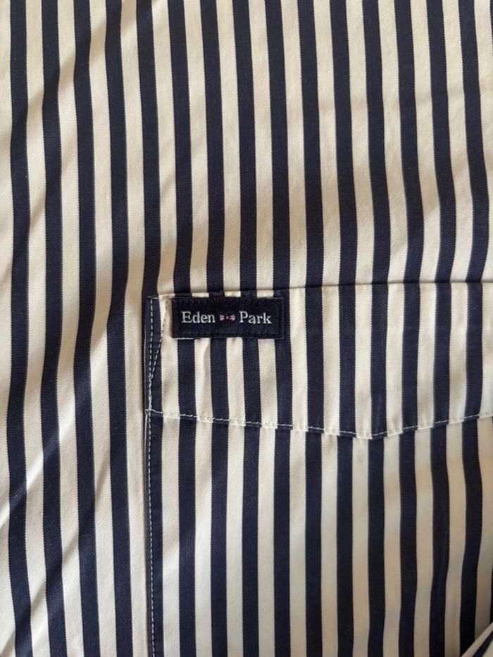 Chemise Eden Park rayée blanche et bleu - Taille L - photo numéro 4
