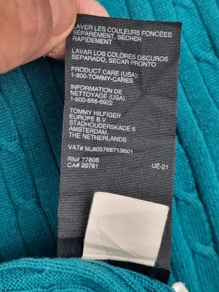 Pull torsadé col V Tommy Hilfiger bleu turquoise, XL Femmes - photo numéro 8