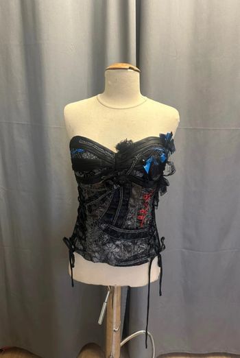 Bustier t38 satin noir et bleu