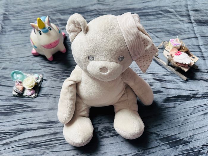 🧸 Peluche Ours Beige avec Bonnet de Nuit - Très bon état