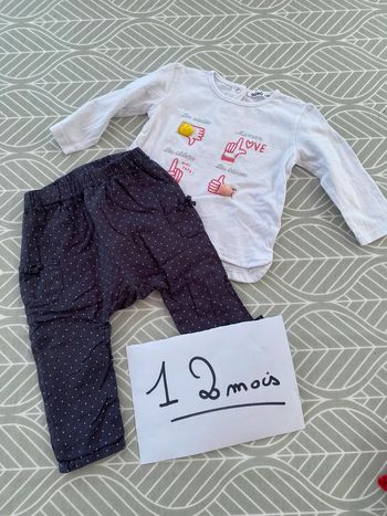 Bel ensemble sarouel fille haut 12 mois