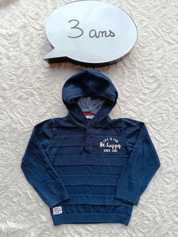 Pull à capuche Garçon 3 ans Bé happy Gémo 100% coton