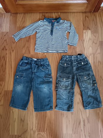Lot 18 mois jeans cargo et polo Vertbaudet et DPAM