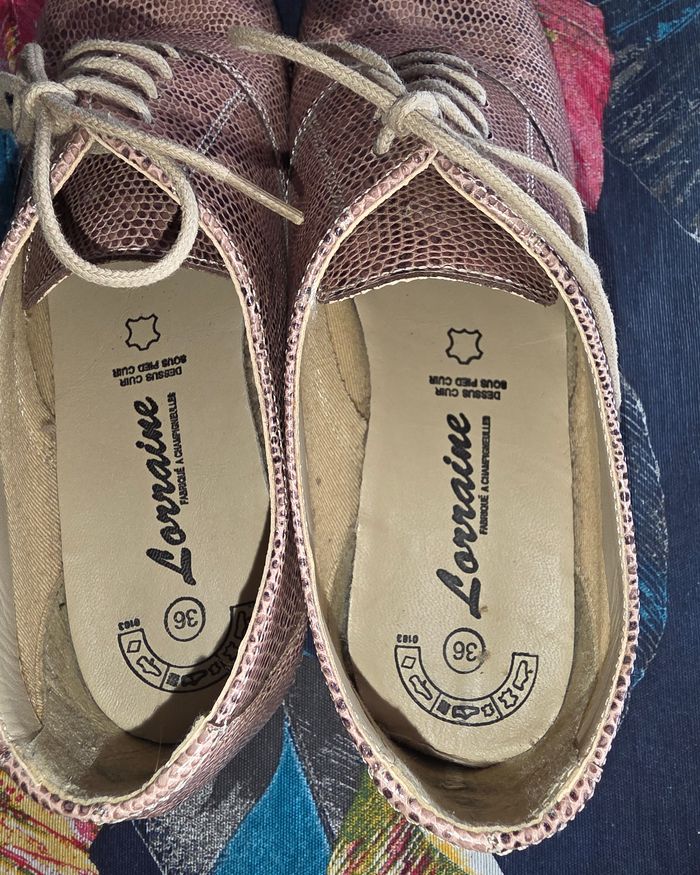 Derbies effet serpent rose/marron 36 - photo numéro 3