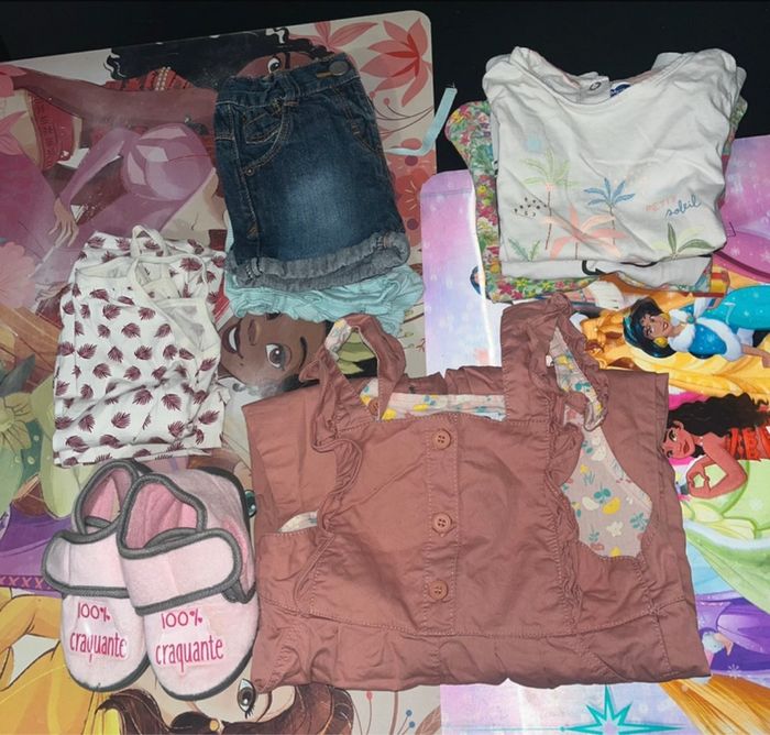 Lot de 7 vêtements + chausson fille, 2 ans - photo numéro 2