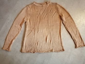 Pull coton maille camel Taille unique Fait main