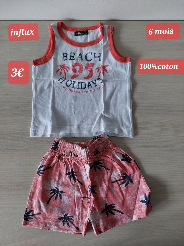 Ensemble short et débardeur garçon 6mois - photo numéro 2