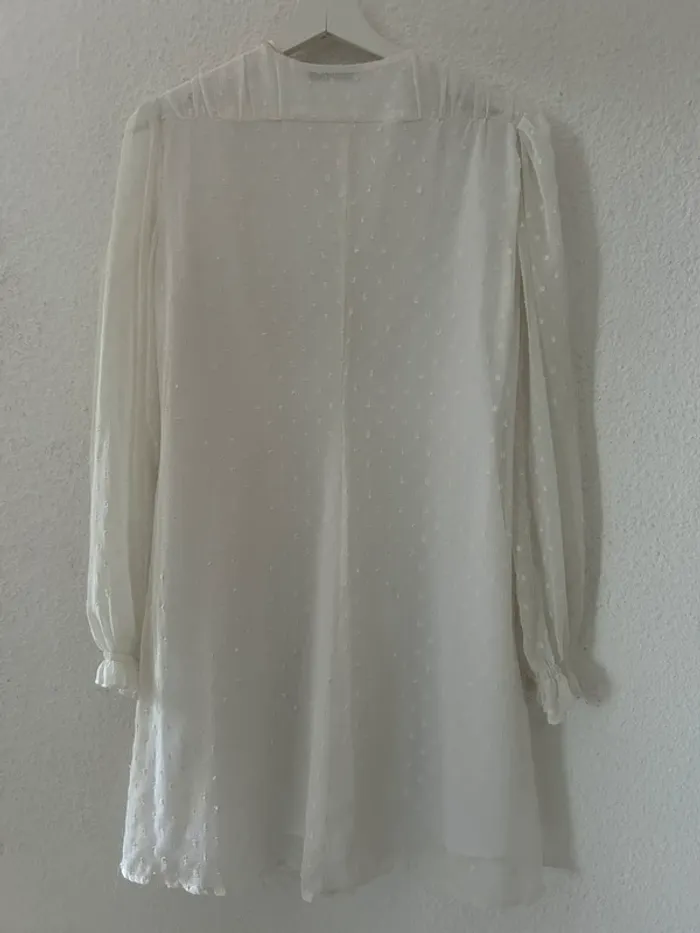Robe blanche doublure transparente pois - photo numéro 4