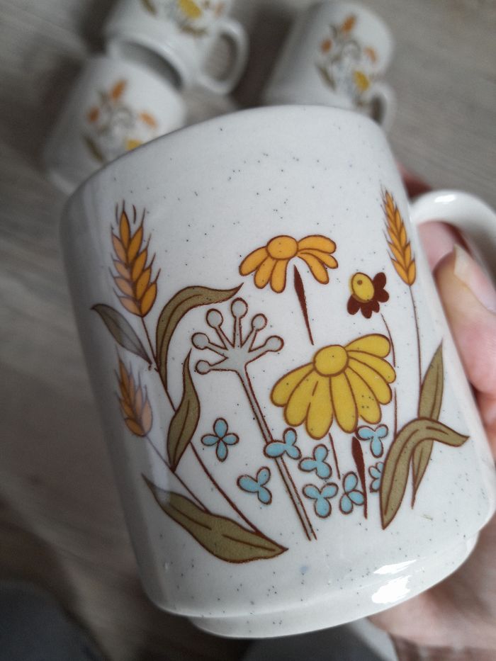 Lot 5 tasses vintage en grès made in Corée - photo numéro 3