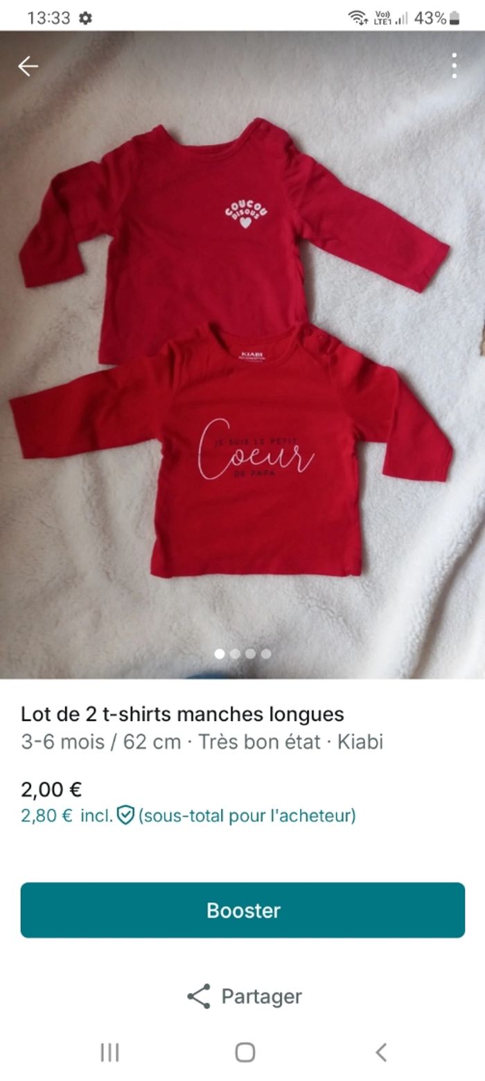 Lot 2 t-shirts manches longues