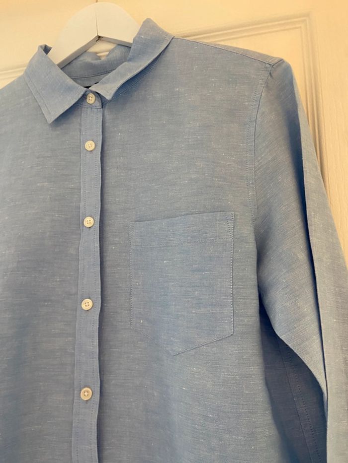 Chemisier lin et coton bleu clair Banana Republic taille M - photo numéro 5