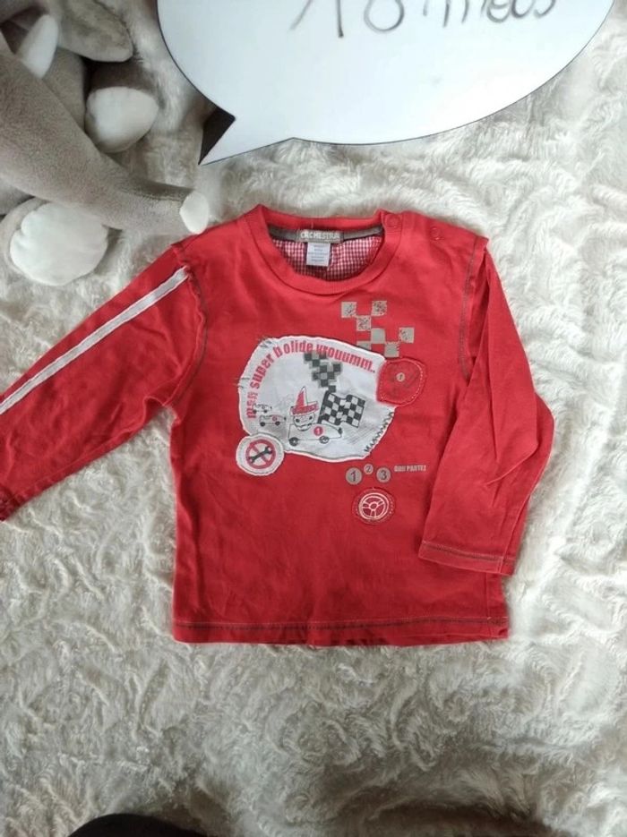 Tee shirt chemise manches longues Garçon 18 mois Orchestra 100% coton course de voitures - photo numéro 2