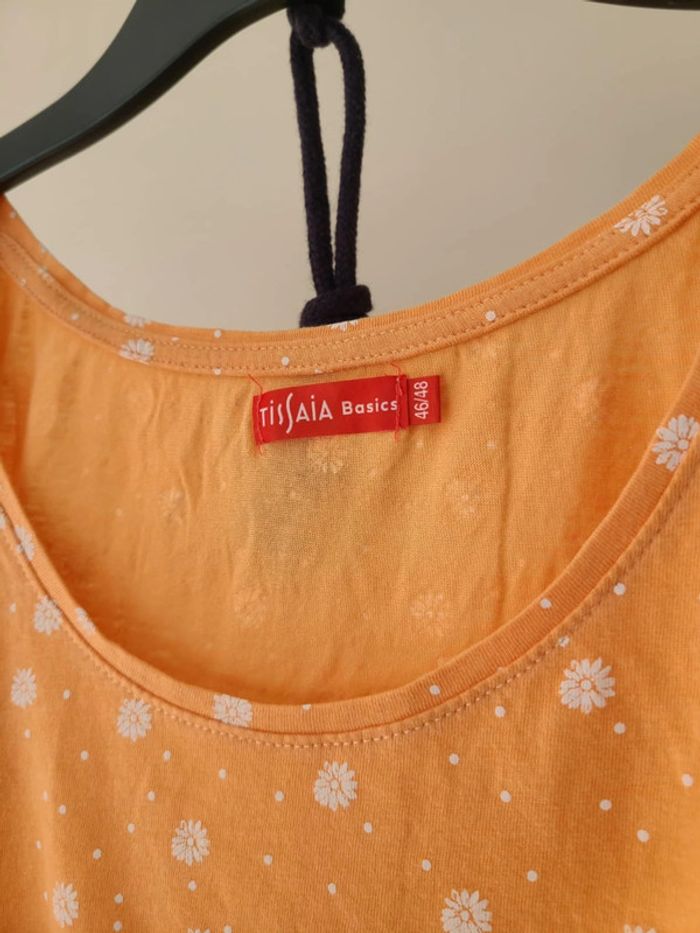 Débardeur orange à fleurs • Tissaia • taille 42/44 - photo numéro 2