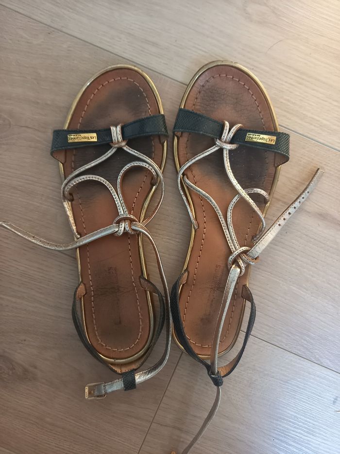 tropeziennes cuir noir doré - photo numéro 9