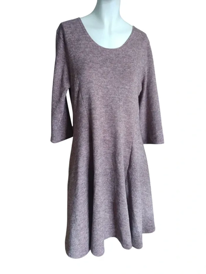 Robe dress vintage automne hiver winter chiné rose pink brown gris grey brown