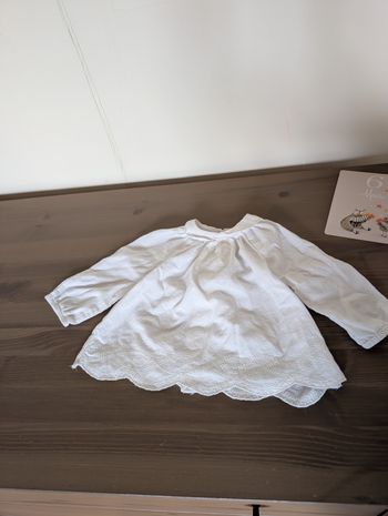 Blouse blanche brodée bout chou 6 mois
