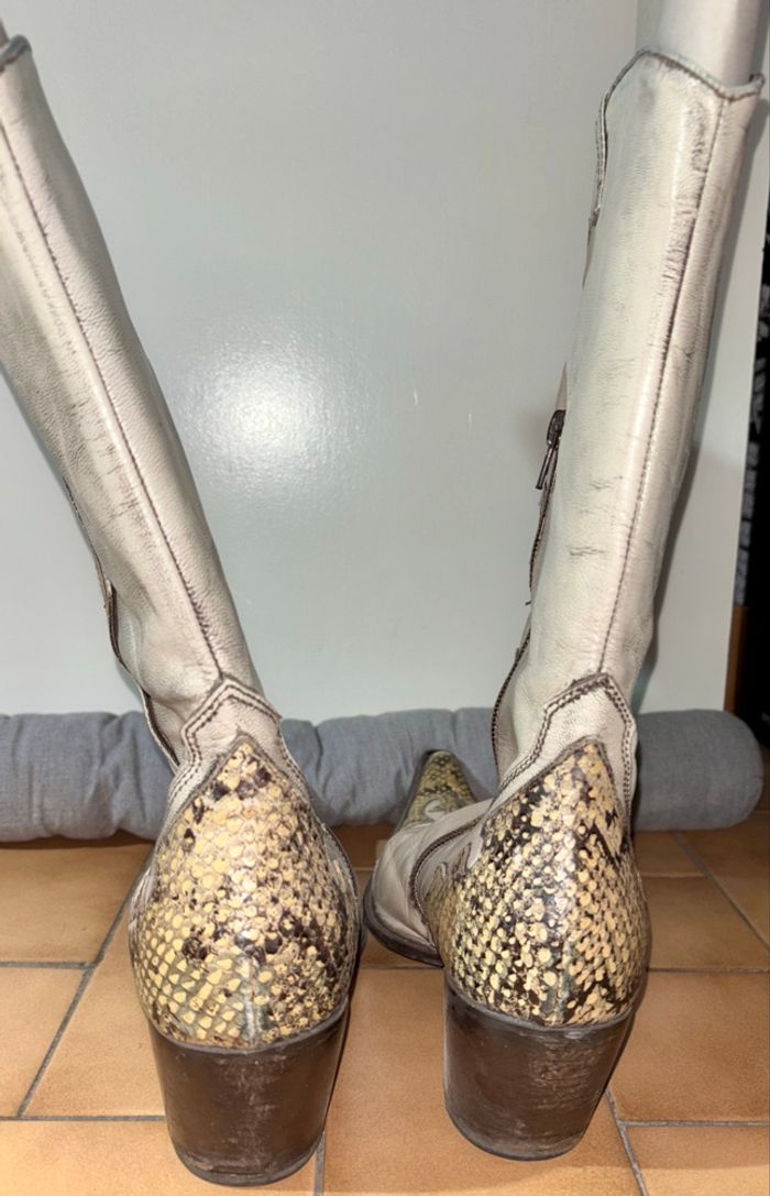 Santiag beige en cuir - photo numéro 3