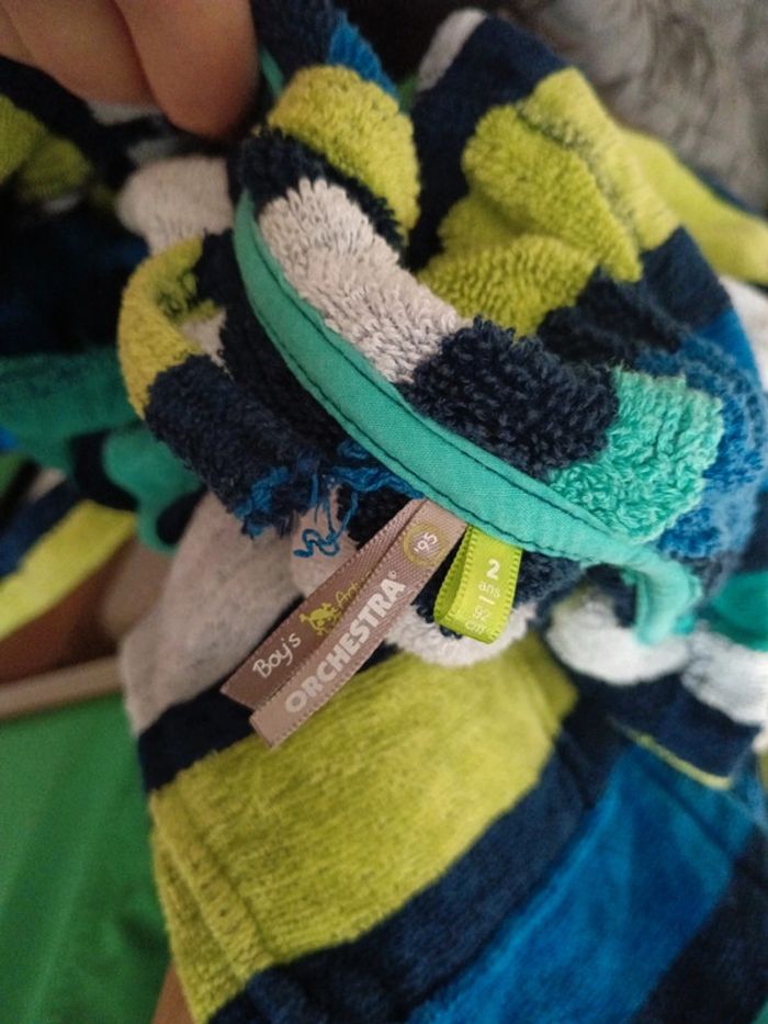 Peignoir Orchestra rayé bleu blanc vert 2 ans - photo numéro 4