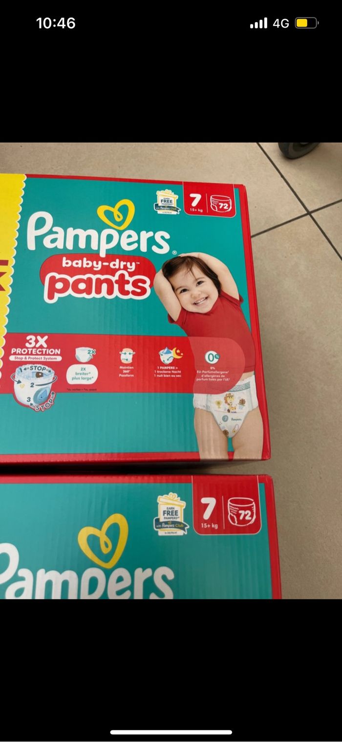 2 cartons couches t7 pants pampers - photo numéro 2