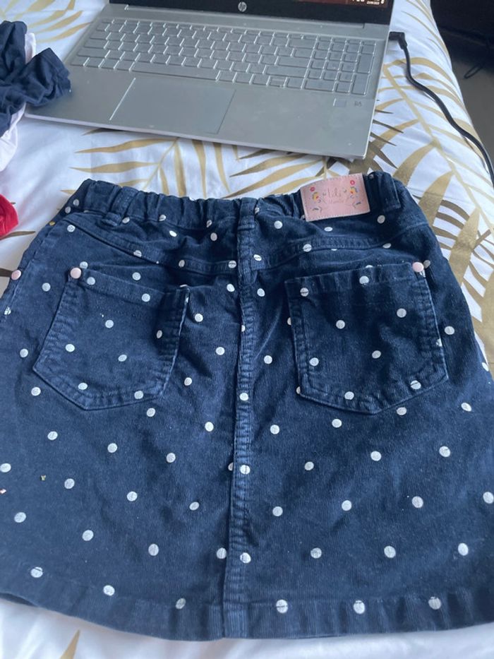 Jupe en velour bleu marine à point blanc taille 12 ans marque lilimarelle - photo numéro 5