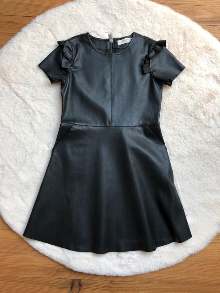 Robe simili cuire noire Mango 7/8 ans 128cm