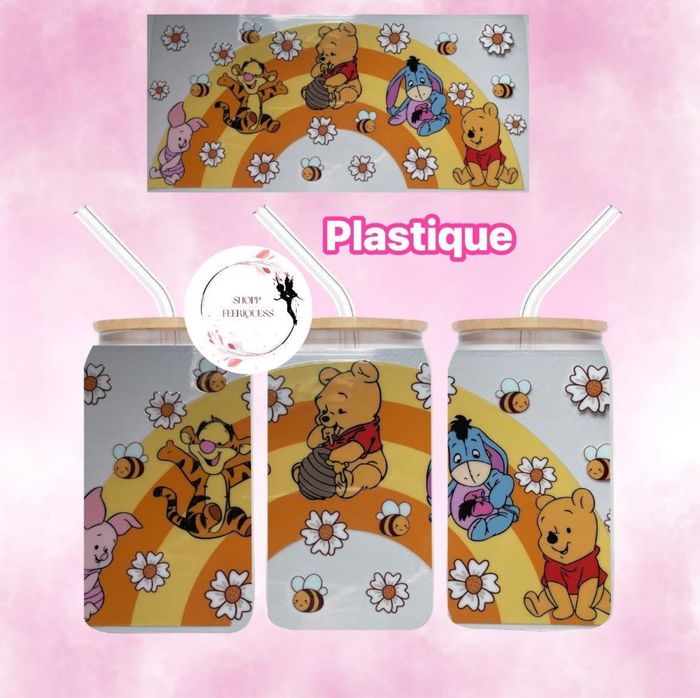 Mini Winnie Miel UV DTF - Gobelet en plastique