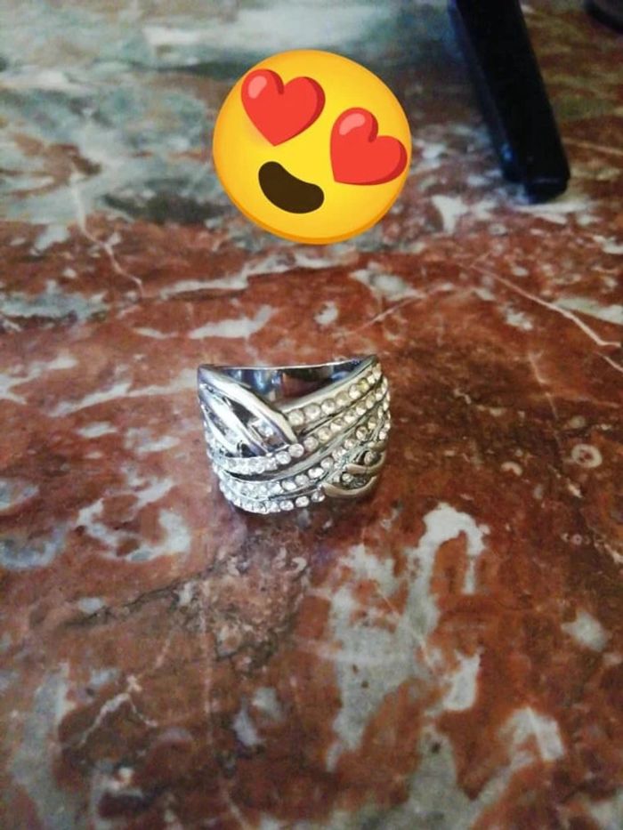 Bague à diamants couleur argent 16,9 mm - photo numéro 4