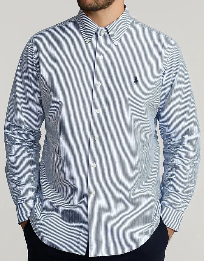 Chemise Ralph Lauren rayée bleue et blanche – Taille XL (équivalent L/XL EU)