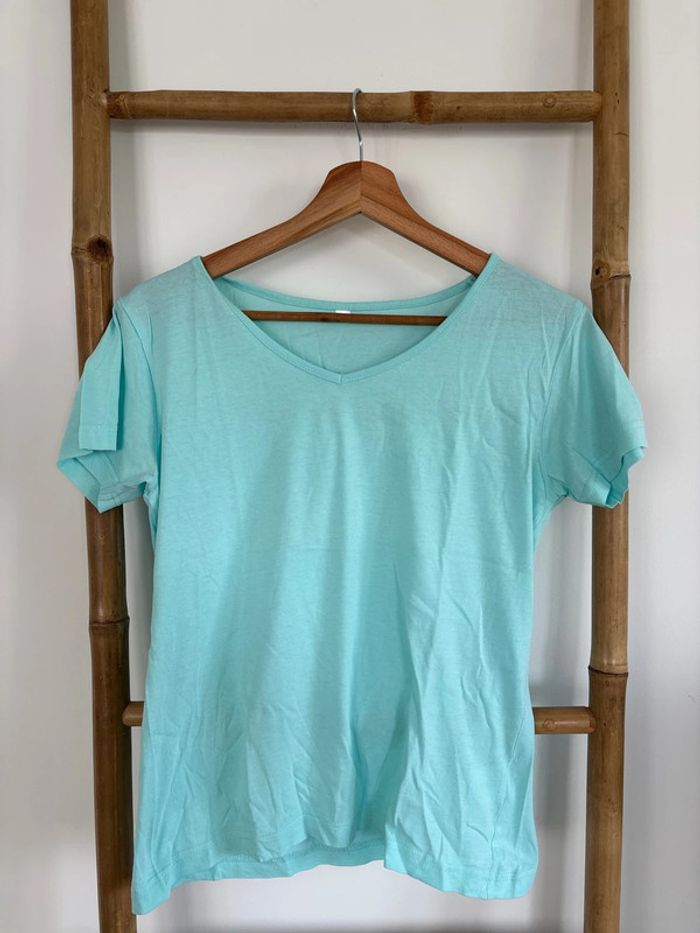 T-shirt bleu turquoise 100% coton taille M/L