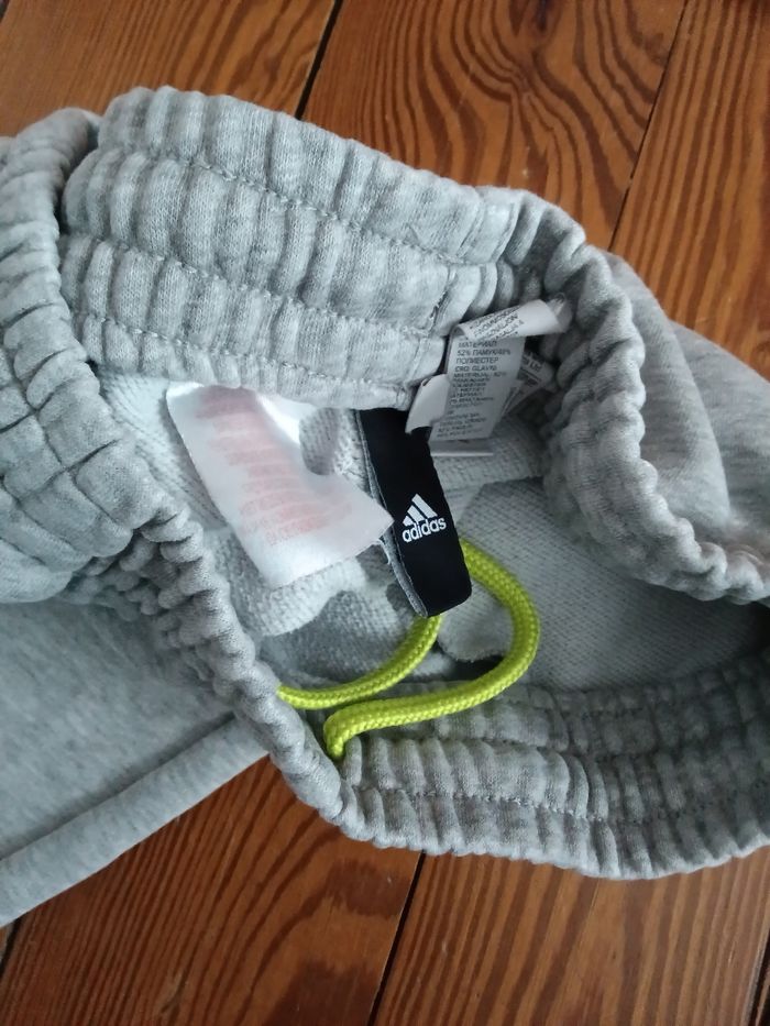 Bas de jogging adidas gris chiné et vert anis - photo numéro 4