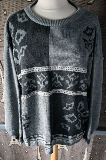 Pull d'hiver gris à motifs taille 2XL mixte
