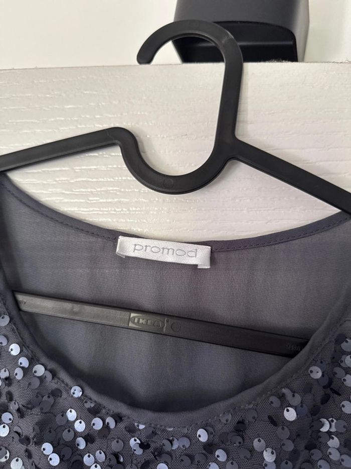 Robe grise classe effet boule en bas  avec sequin promod 38 - photo numéro 3