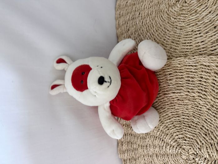 Peluche Doudou Raton Laveur Rouge Et Blanc Elytis - photo numéro 4