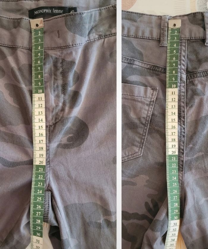 Monoprix Pantalon/Jean Skinny  TFr38 -Imprimé Militaire Tons Gris souris avec 4%Élasthanne en TBE - photo numéro 7