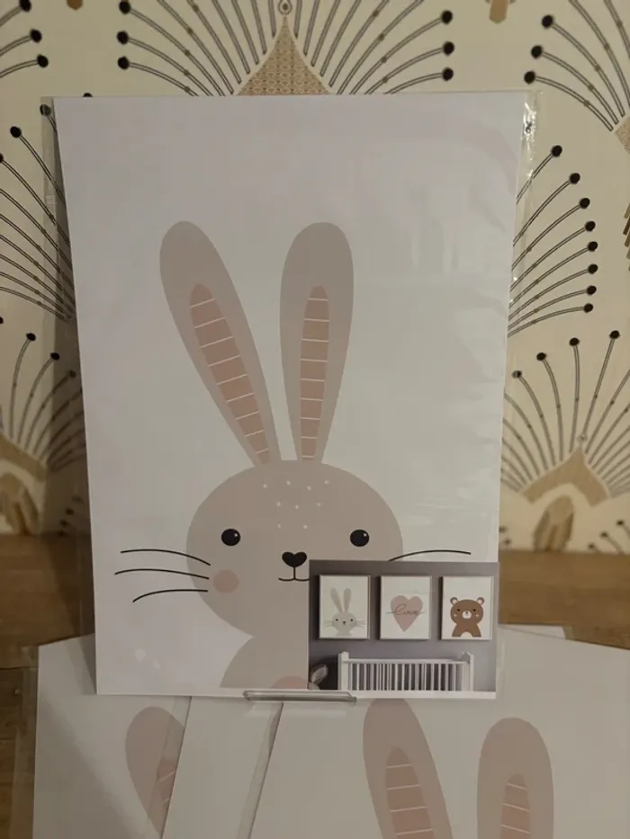Affiches “Lapin & Ourson Love” pour chambre enfant