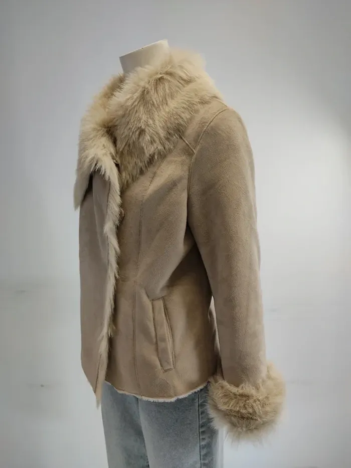 Parka beige 123 Vintage Élégante fausse fourrure - photo numéro 6