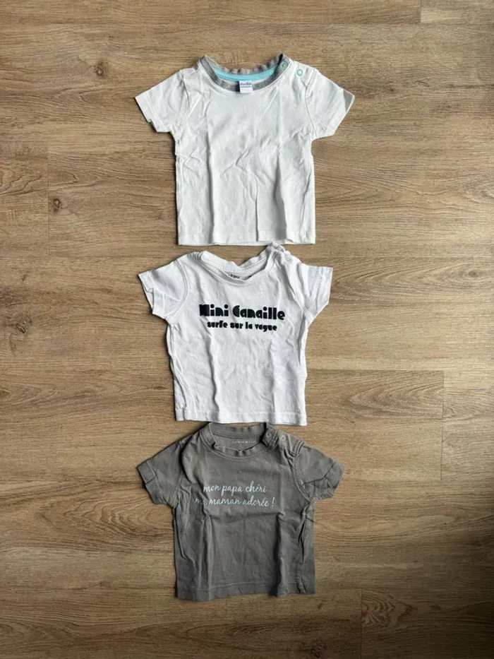 Lot 3 t shirts bébé garçon 3 mois très bon état grain de blé Gemo dopodopo réduction lot
