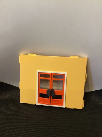 Playmobil mur parois jaune avec double porte orange 19x15cm maison moderne 9266