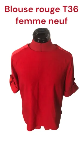 Blouse rouge T36 femme neuf 👚