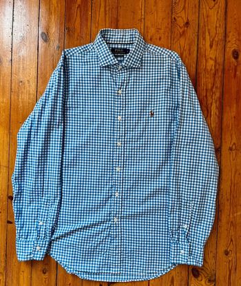 Chemise Ralph Lauren à carreaux bleu /blanc luxury Oxford taille L